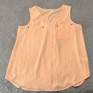Light Peach Sleeveless Sheer Blouse